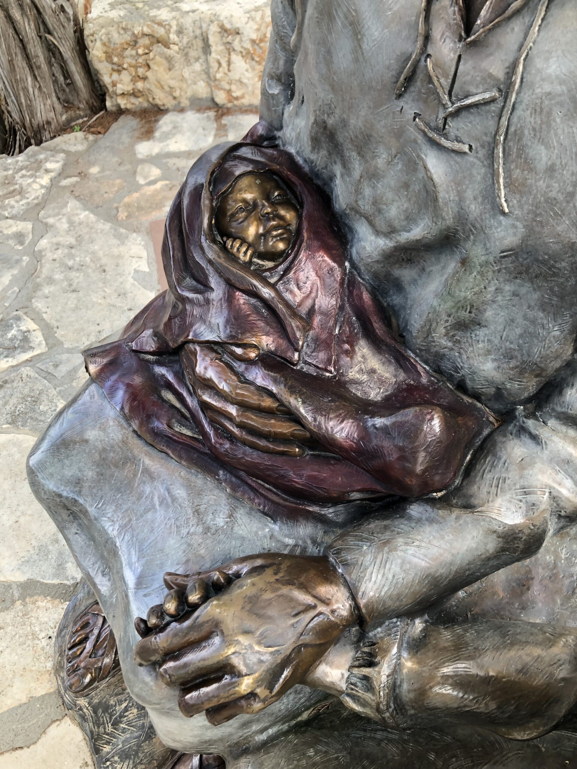 Close up of baby Jesus in the Hope Sculpture